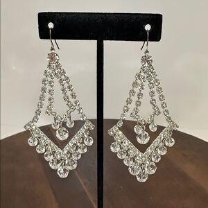 Vintage Style Rhinestone Chandelier Earrings | Crystal Drop Dangle | Bridal Glam